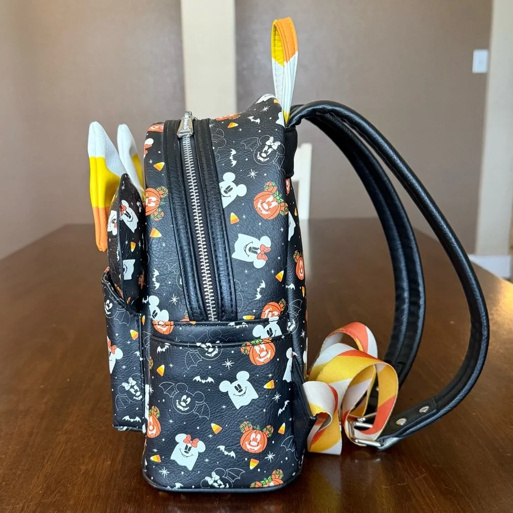 EUC Loungefly Disney Mickey Minnie Spooky Mice Mini Backpack with Ears Headband